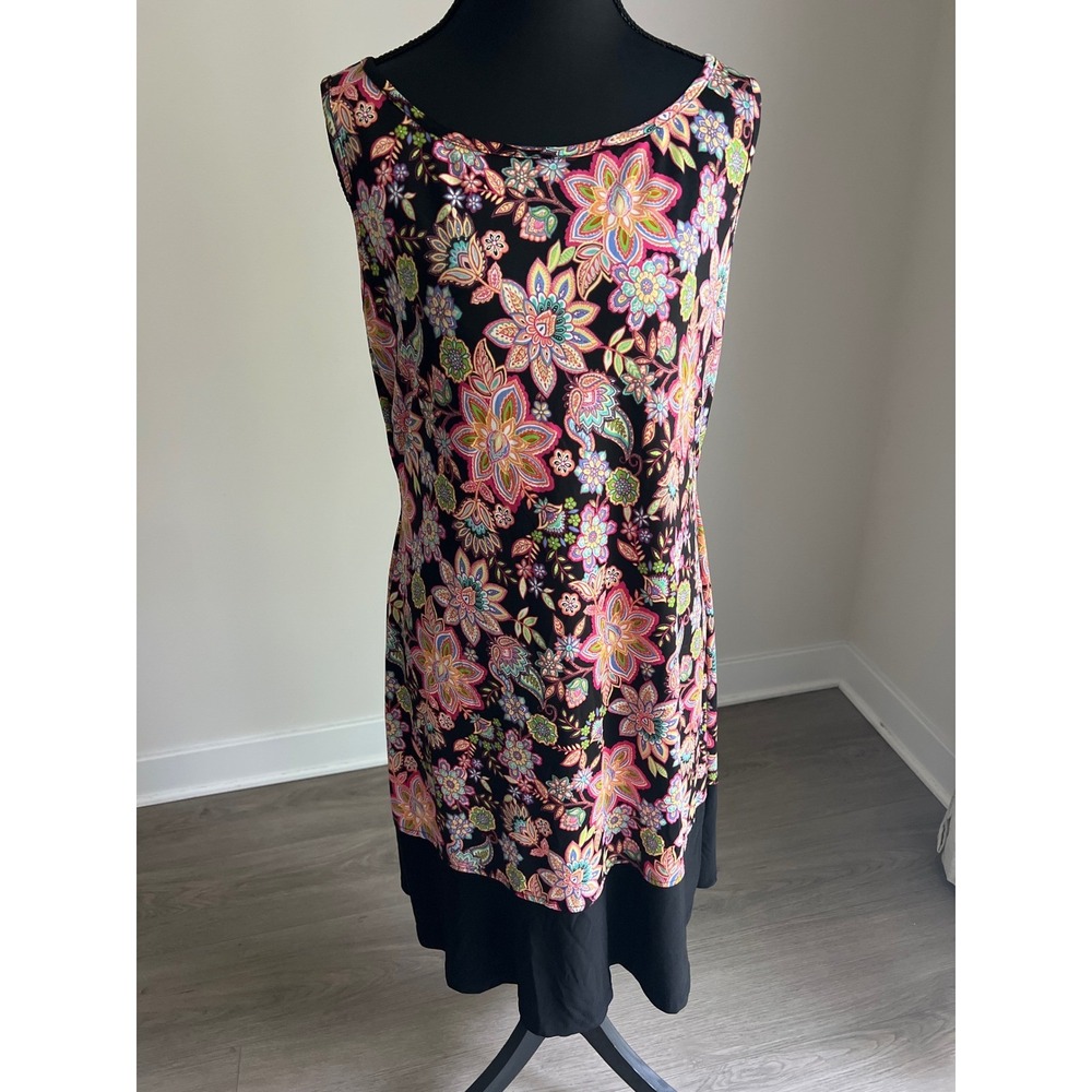 RN Studio Ronni Nicole Women's XL Floral Paisley Sleeveless Sheath Dress Retro